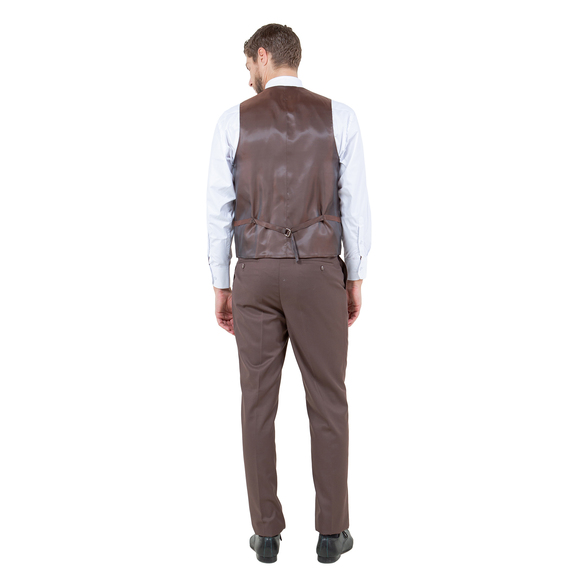 Modern Fit 3pc Wool Mens Suit Set by ZeGarie, Cocoa - Picture 2 of 6